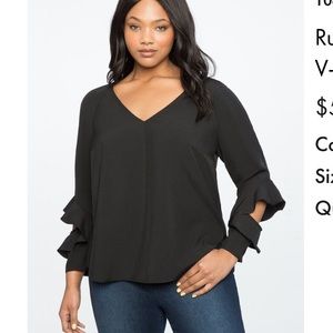 Eloquii Ruffle Cutout Sleeve Shirt